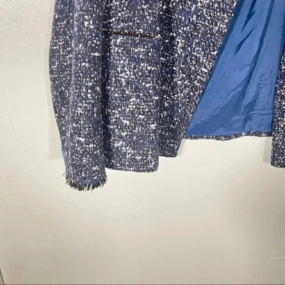 Hugo Boss Julira Tweed Suit Jacket In Pilot Fantasy Fringe Collar - Picture 4 of 7